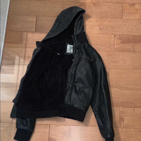 Leather Jacket with Hood - Picture 2 of 3